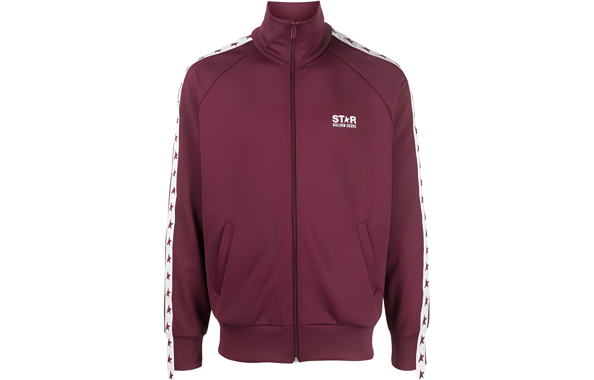 Golden Goose Wine Red Letter Print Zip-Up Jacket GMP01548P00052040462