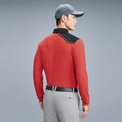 GOLF DESCENTE Field Series Stretch Micro-Fleece Long Sleeve Polo Shirt. G343MFTLN1 7