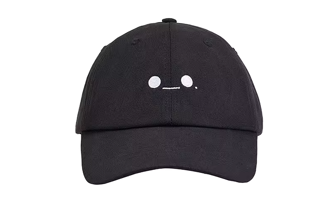Good Bai Embroidered Emoji Cotton Cap Unisex Couples - Black/White B23MUFW0104-BK-F