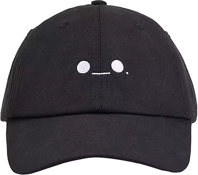 good-bai-embroidered-emoji-cotton-cap-unisex-couples-black-white-b23-mufw-0104-bk-f