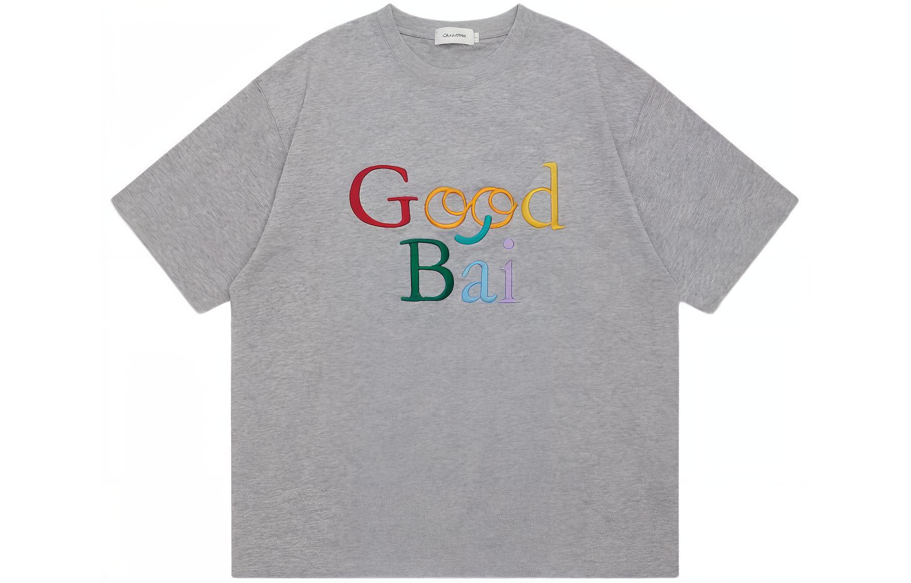 GOOD BAI SS24 916 Series Emoji Logo Embroidered Short Sleeve T-Shirt Unisex G24SSUTS0106