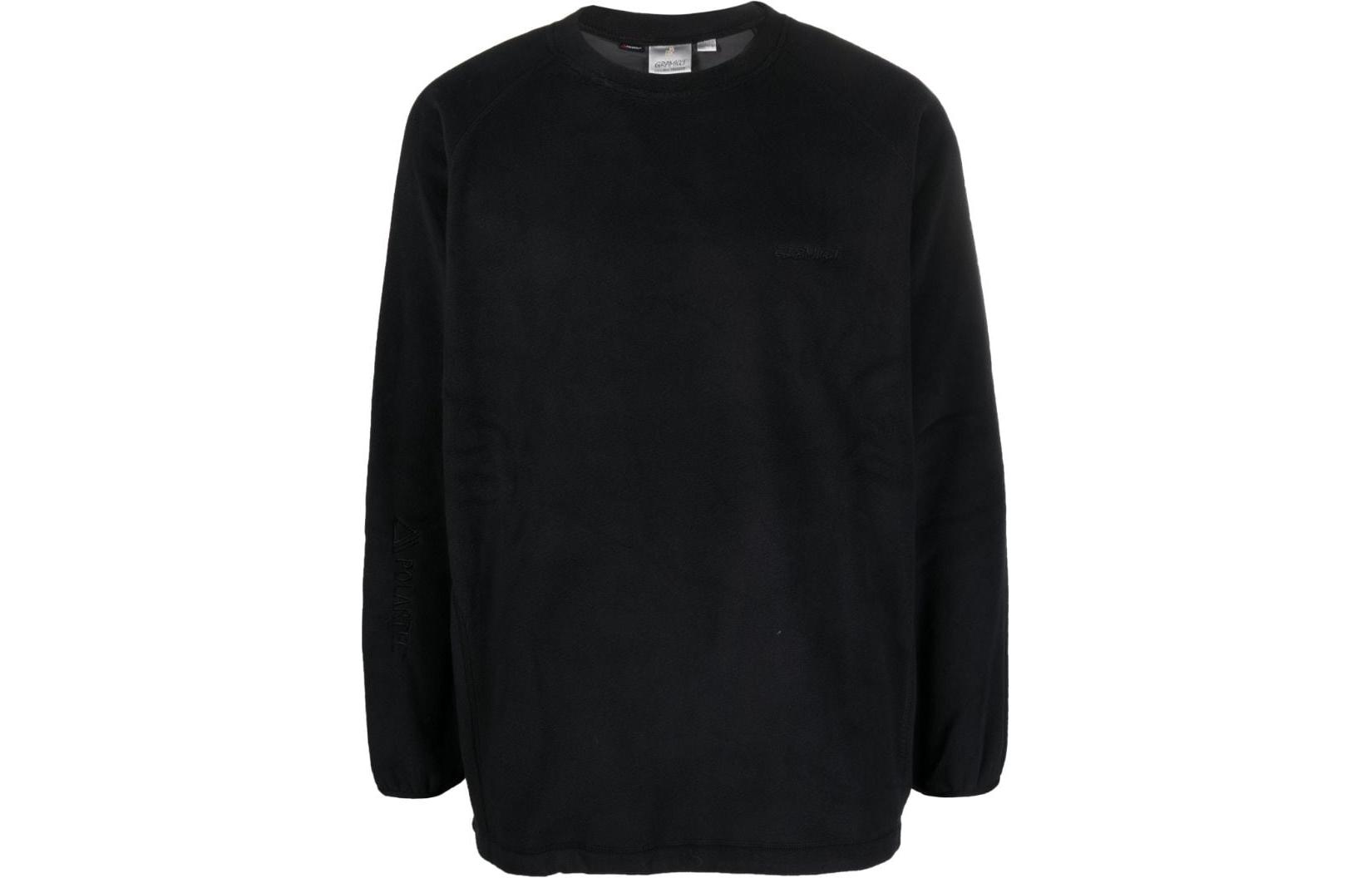Gramicci Black Solid Color Crewneck Long-Sleeve Sweatshirt G3FUJ039