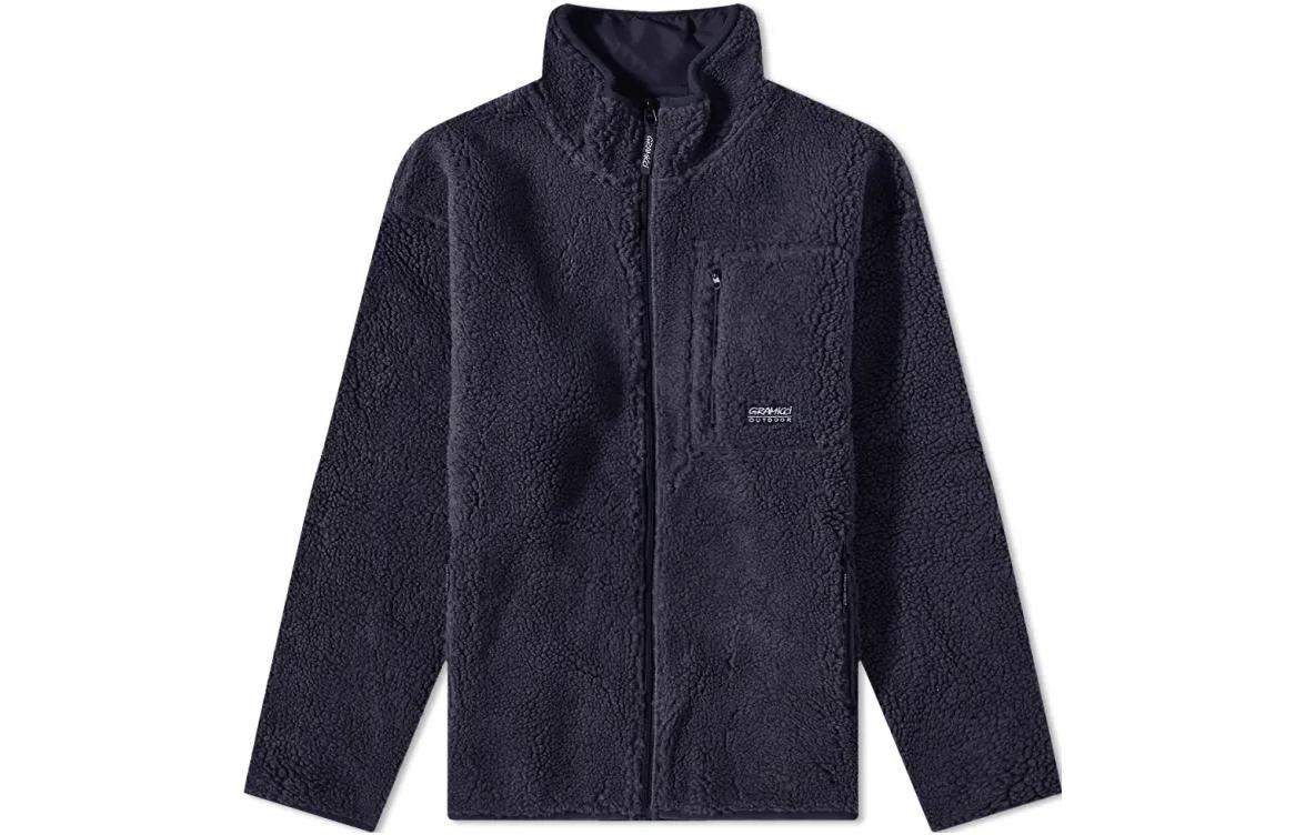 Gramicci SS23 Solid Navy Blue High Neck Zip Jacket G2FU-J045-NVY