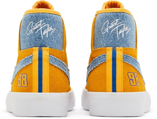 Grant Taylor x Nike Zoom Blazer Mid Pro GT SB 'Denim Dorado Universitario' FD0269-700 Details for Grant Taylor x Nike Zoom Blazer Mid Pro GT SB 'Denim Dorado Universitario' FD0269-700