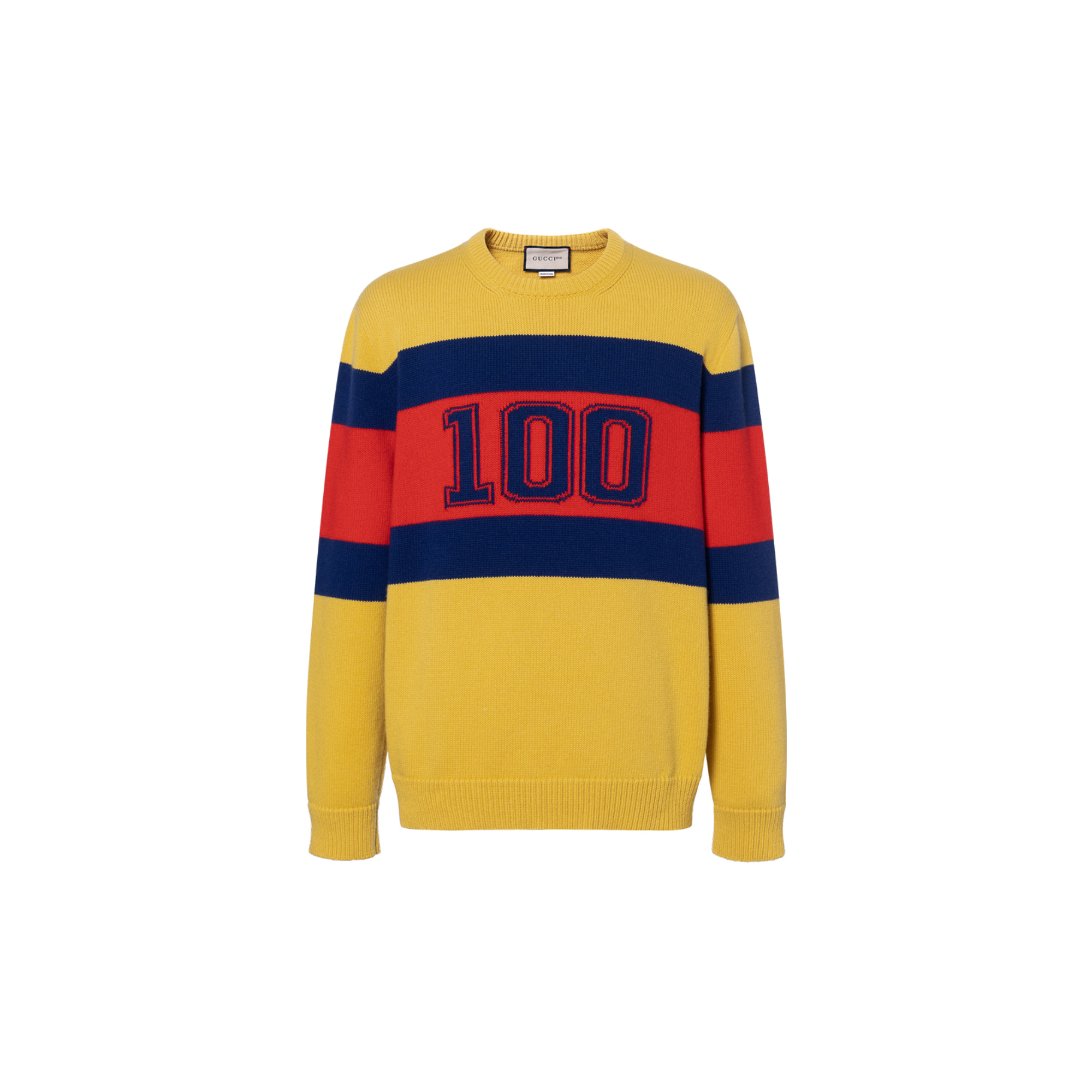 Gucci 100 Special Edition FW21 Colorblock Crewneck Sweater Yellow 676393-XKB43-7123