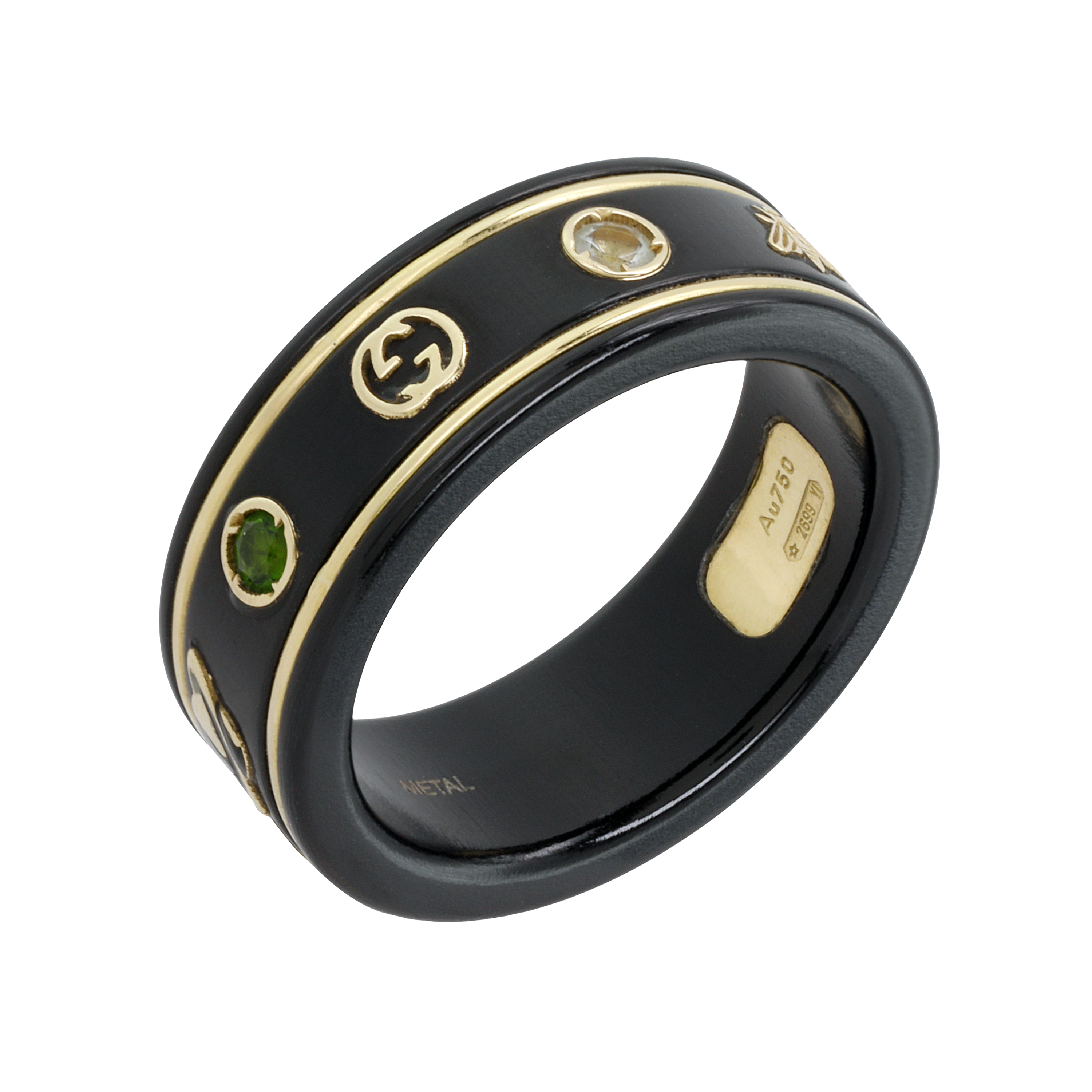 Lookbook GUCCI 18K金黑色幾何圖案戒指 527095-J8F77-8522