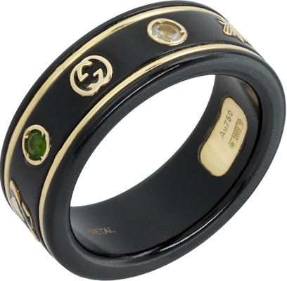 구찌 18K 골드 블랙 링 기하학적 패턴 527095-J8F77-8522 Lookbook 구찌 18K 골드 블랙 링 기하학적 패턴 527095-J8F77-8522