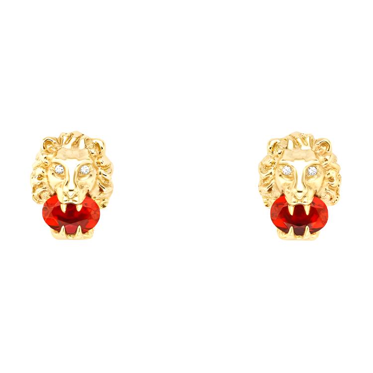 GUCCI 18K Gold Lion Head Earrings Gold 609866-J5C30-8036