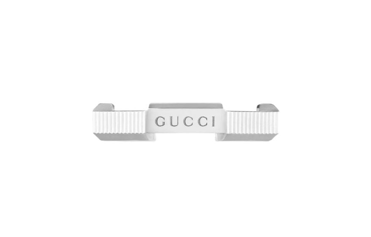 GUCCI 18K White Gold Striped Ring Unisex Couple Design Silver. 662098J8502 圖 2