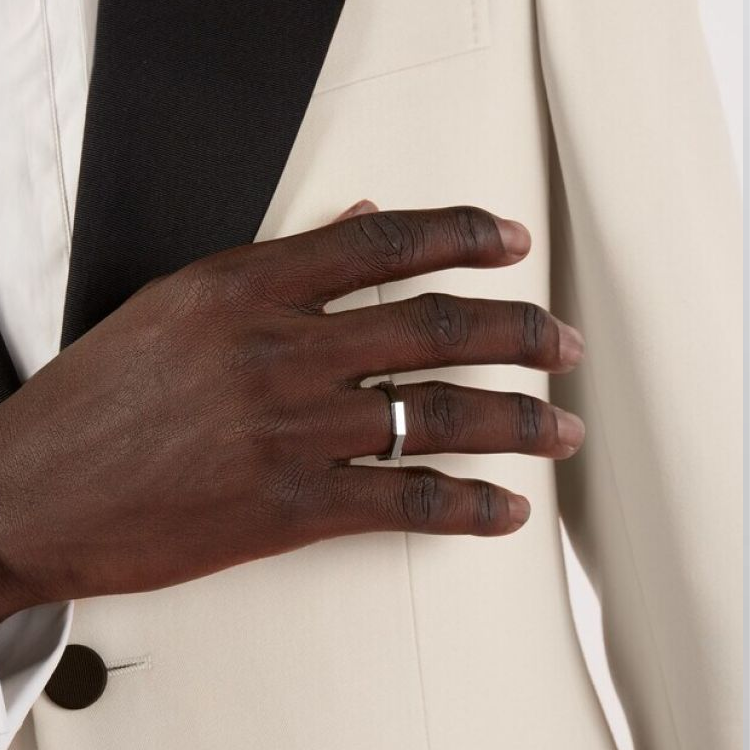 GUCCI 18K White Gold Striped Ring Unisex Couple Design Silver. 662098J8502 圖 6