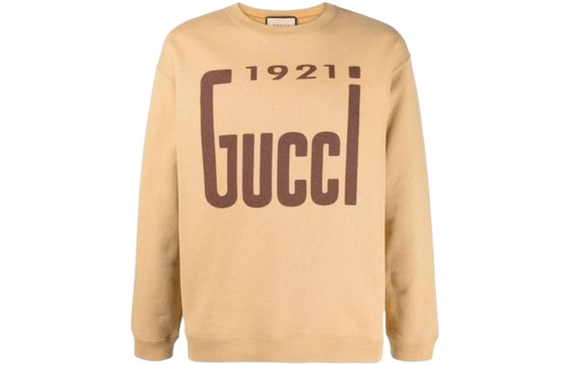 Gucci 1921 Series SS22 Logo Print Brown Crewneck Sweatshirt Men 681217-XJDV7-2293