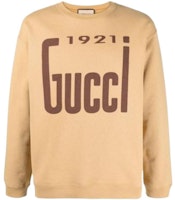 Gucci 1921 Series SS22 Logo Print Brown Crewneck Sweatshirt Men 681217-XJDV7-2293 Gucci 1921 Series SS22 Logo Print Brown Crewneck Sweatshirt Men 681217-XJDV7-2293