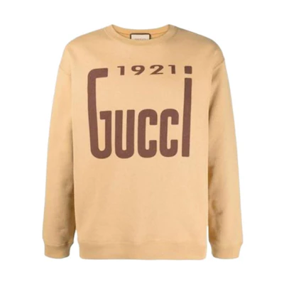 Gucci 1921 Series SS22 Logo Print Brown Crewneck Sweatshirt Men 681217-XJDV7-2293