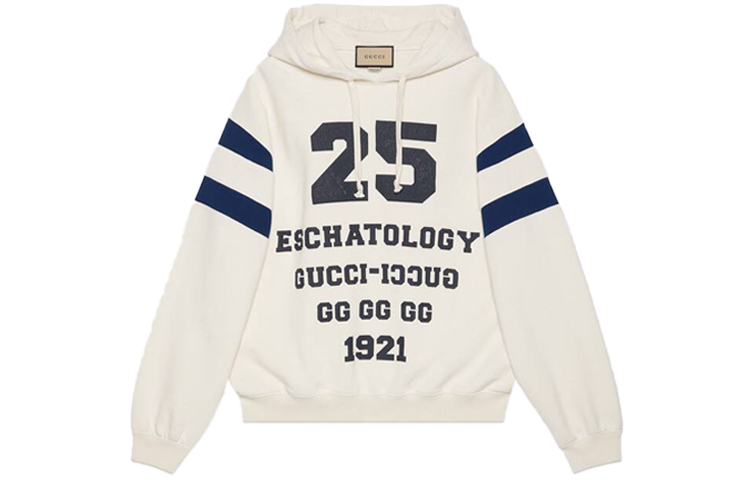Gucci 1921 Series White Letter Print Hoodie Long Sleeve 655469-XJDHN-9230