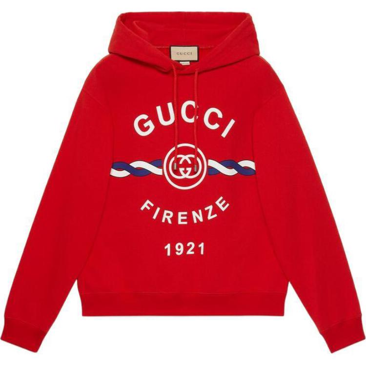 Gucci 1921 SS22 Firenze Solid Logo Print Sweatshirt Red Mens 646953-XJD7O-6229
