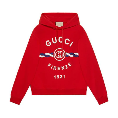 Gucci 1921 SS22 Firenze Solid Logo Print Sweatshirt Red Mens 646953-XJD7O-6229