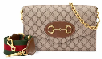 Gucci 1955 Horsebit Shoulder Bag Small GG Supreme Beige/Ebony Gucci 1955 Horsebit Shoulder Bag Small GG Supreme Beige/Ebony