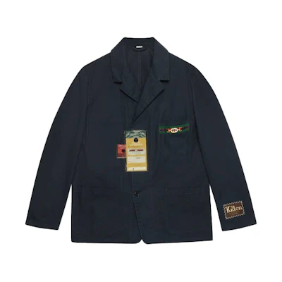 Gucci 2020 Spring Summer Solid Color Paper Tag Long Sleeve Jacket Navy 611792-XDA3Y-4641