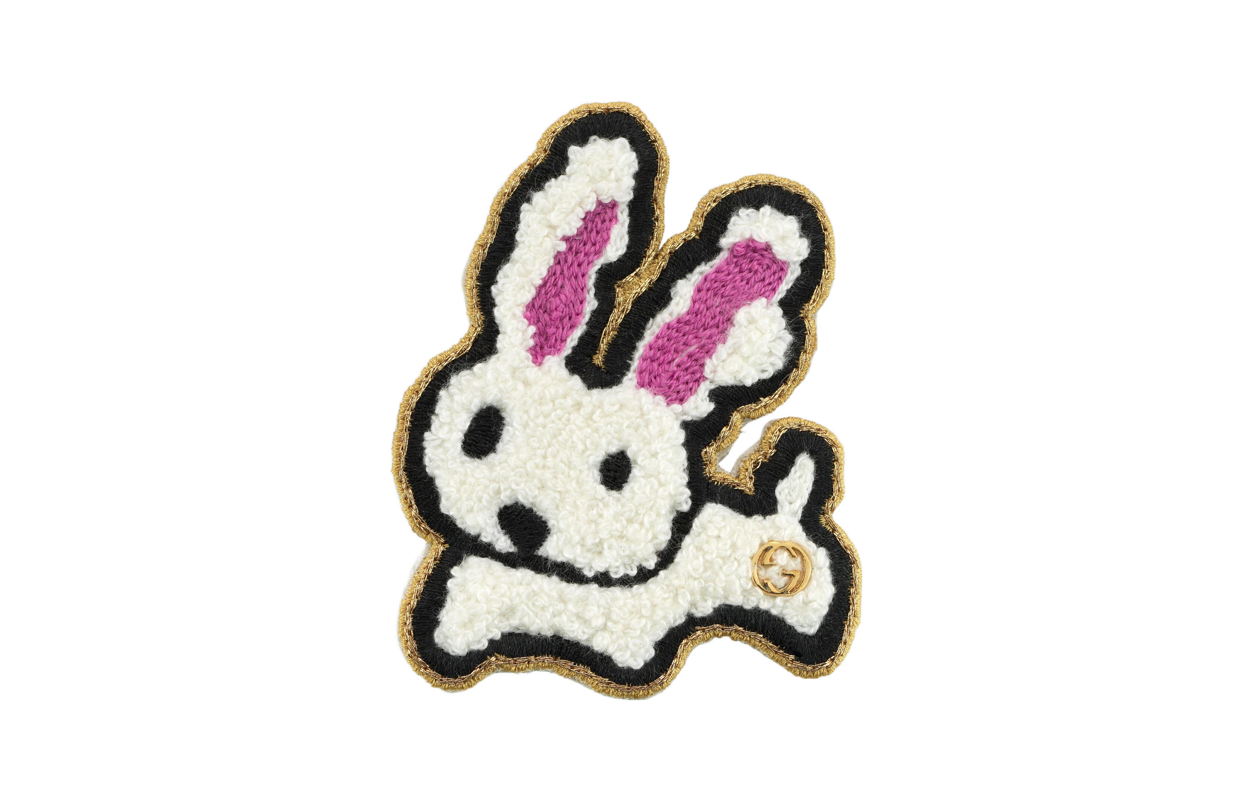 GUCCI 2023 Chinese New Year Cotton Hair Clip White Rabbit Double G Unisex. 729654-J3659-8498