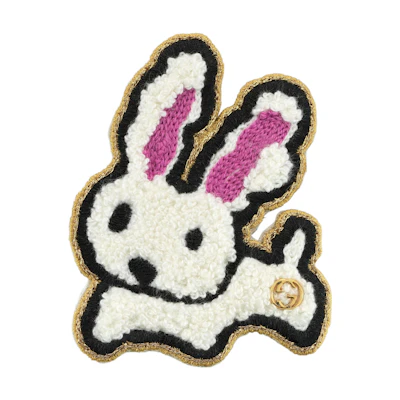 GUCCI 2023 Chinese New Year Cotton Hair Clip White Rabbit Double G Unisex. 729654-J3659-8498