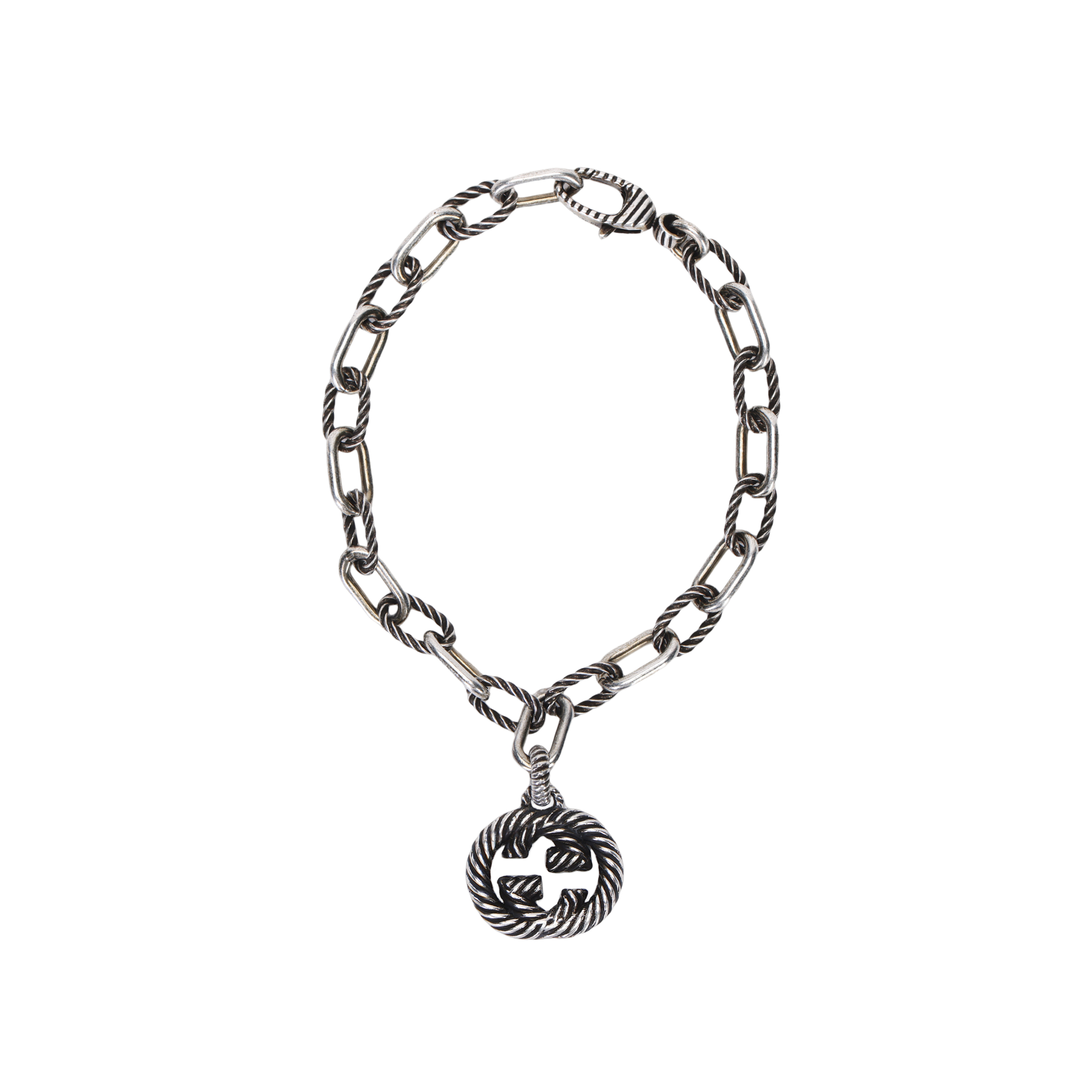 GUCCI 925 Silver Interlocking G Bracelet 607158-J8400-0811