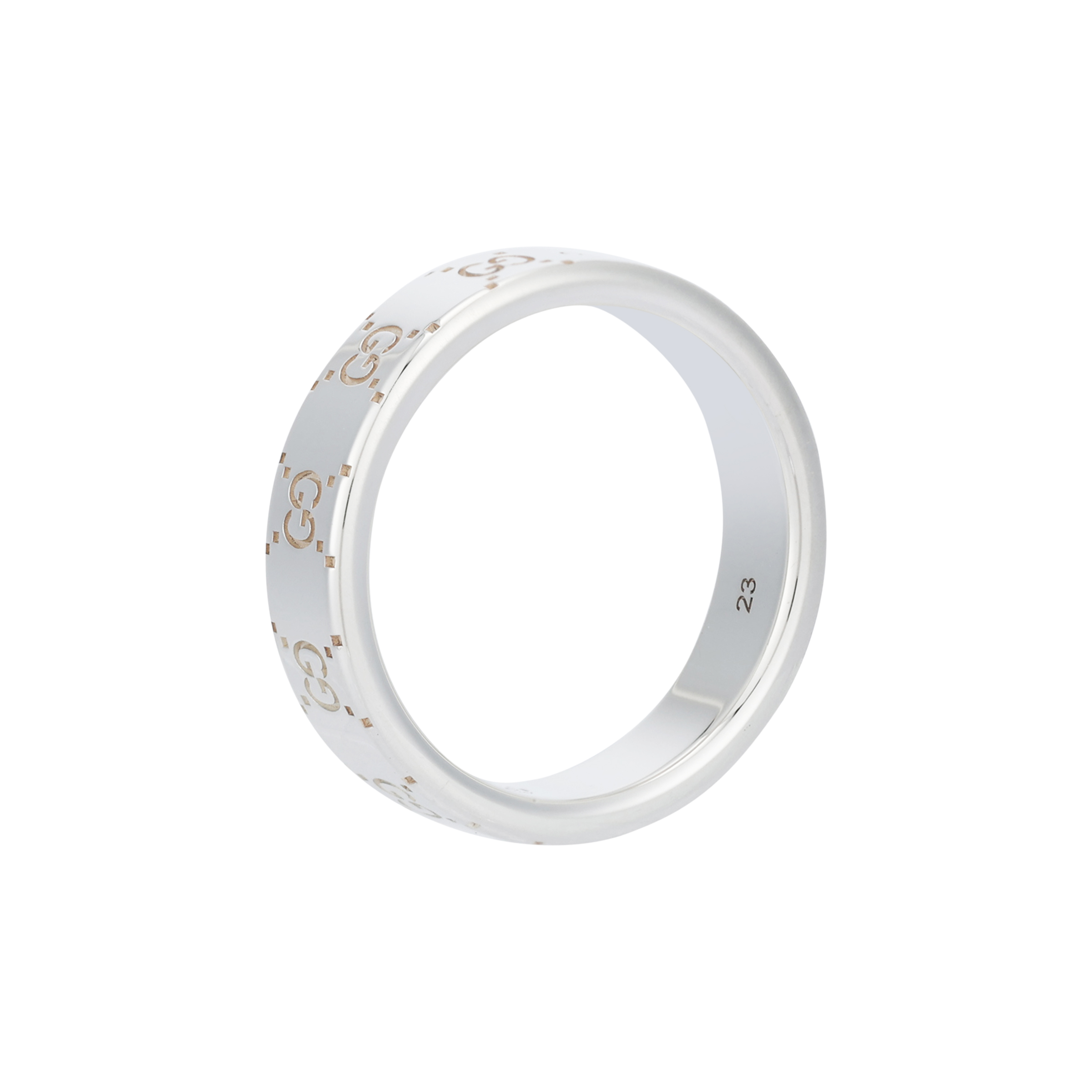 GUCCI 925 Silver Logo Ring Unisex Couple Design - Silver. 814720J84008106