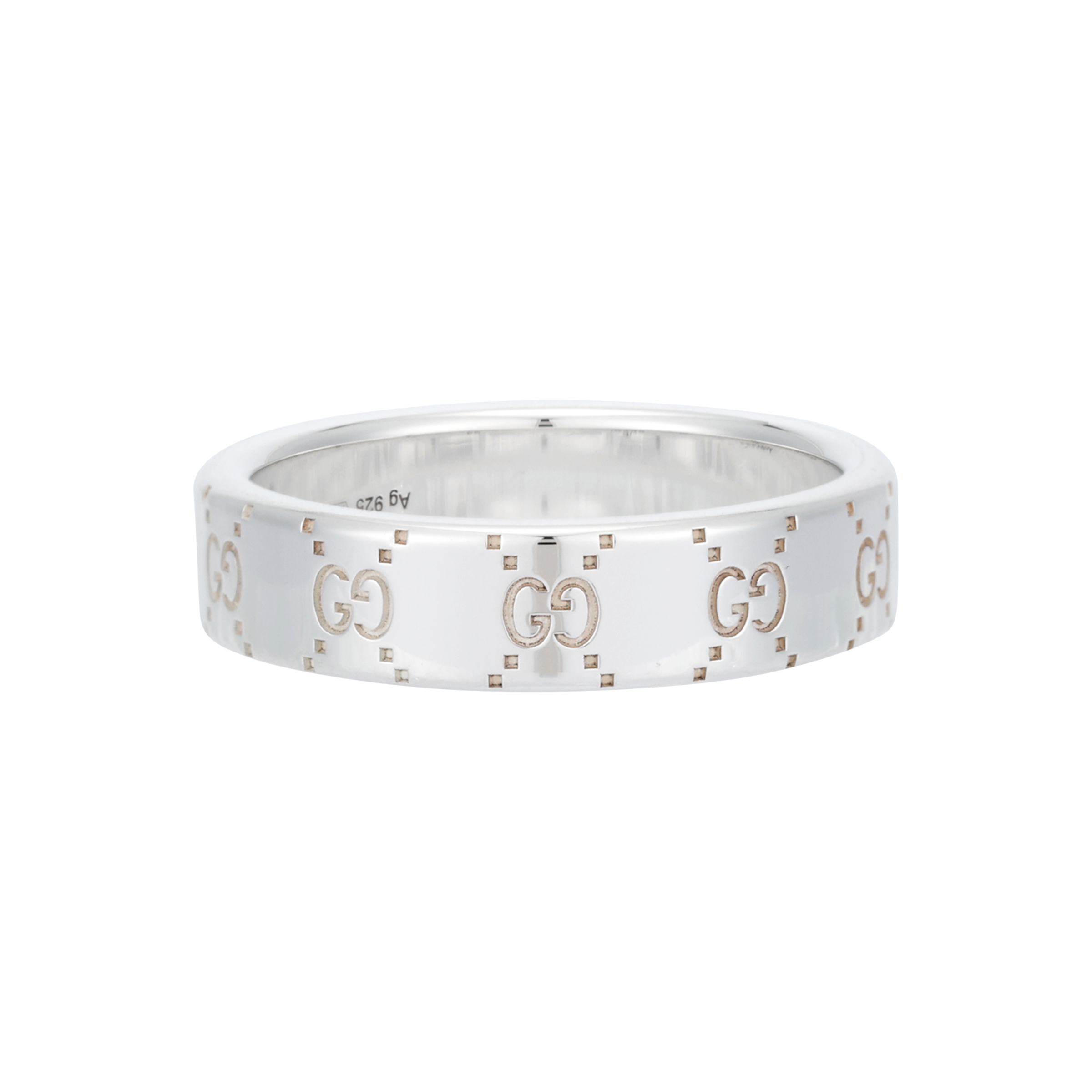 GUCCI 925 Silver Logo Ring Unisex Couple Design - Silver. 814720J84008106 圖 3