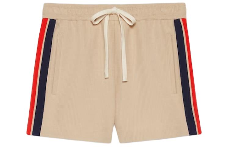 GUCCI  Beige High-Waisted Striped Embroidered Casual Shorts. 737416-XJFFB-9117 圖 2