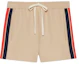 Order GUCCI Beige High-Waisted Striped Embroidered Casual Shorts. 737416-XJFFB-9117