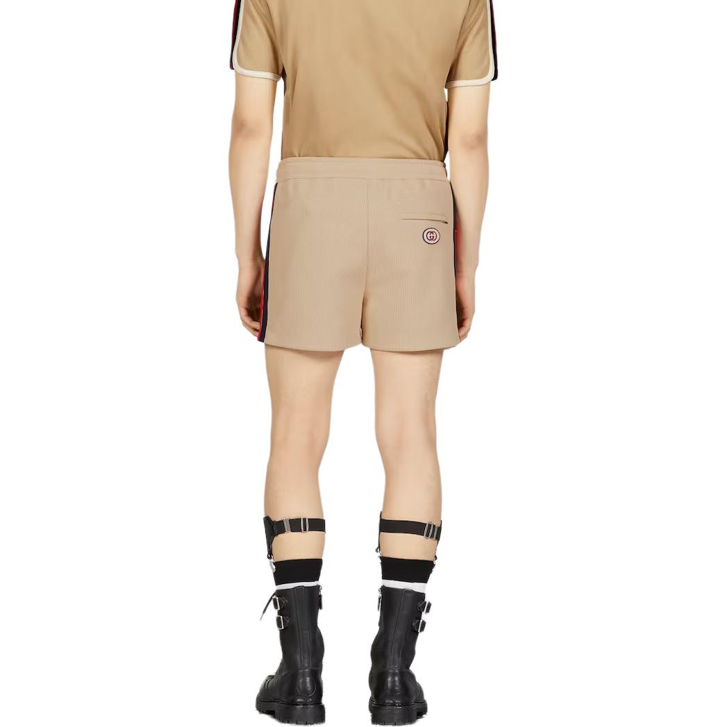 GUCCI  Beige High-Waisted Striped Embroidered Casual Shorts. 737416-XJFFB-9117 圖 4