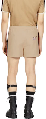 GUCCI Beige High-Waisted Striped Embroidered Casual Shorts. 737416-XJFFB-9117 Shop GUCCI Beige High-Waisted Striped Embroidered Casual Shorts. 737416-XJFFB-9117