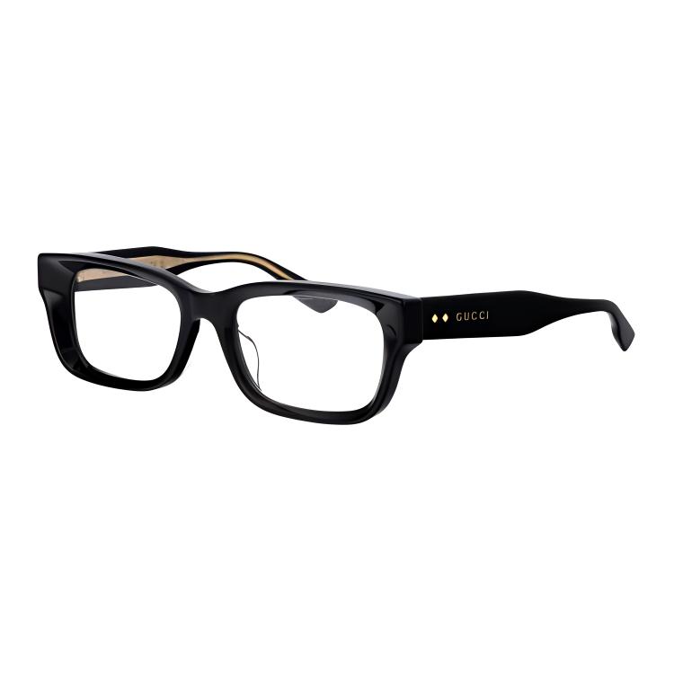 Order GUCCI  Black Acetate Square Optical Eyeglass Frame with Engraved Temples. GG1533OA 001