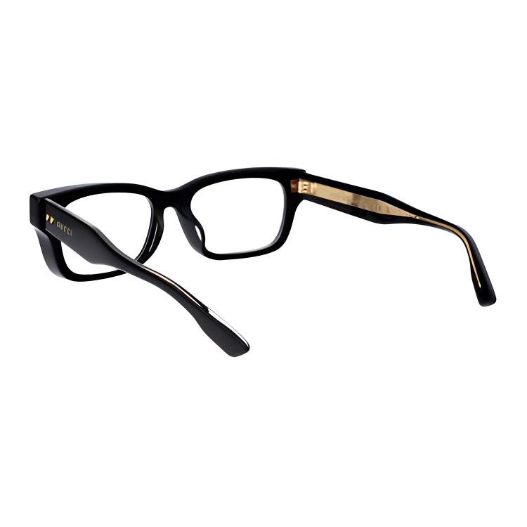 Lookbook GUCCI  Black Acetate Square Optical Eyeglass Frame with Engraved Temples. GG1533OA 001