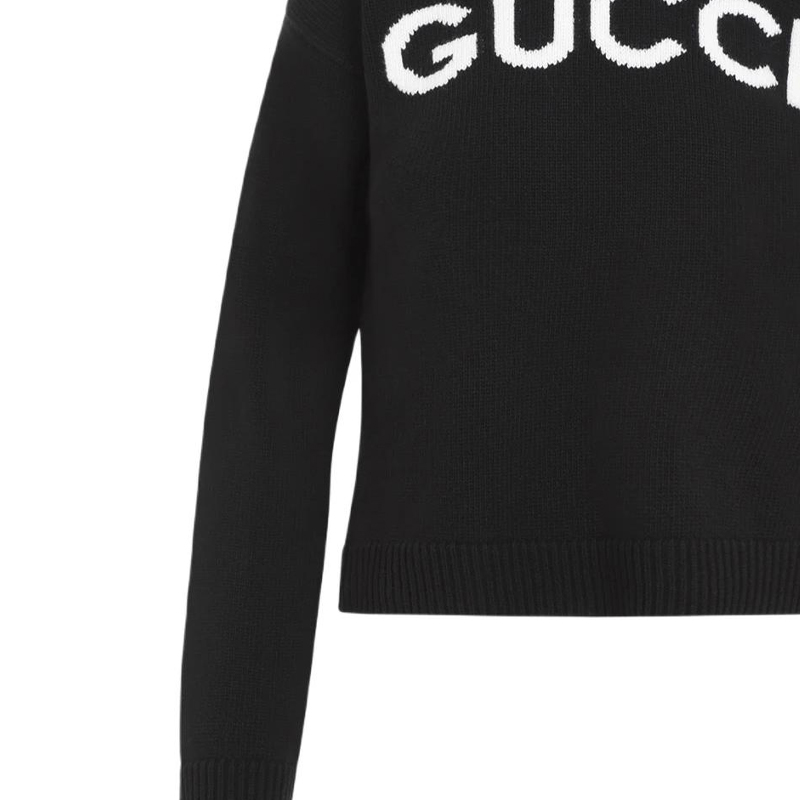 Sizing GUCCI  Black Alphabet Embroidered Knit Crewneck Sweater. 770072-XKEBC-1289