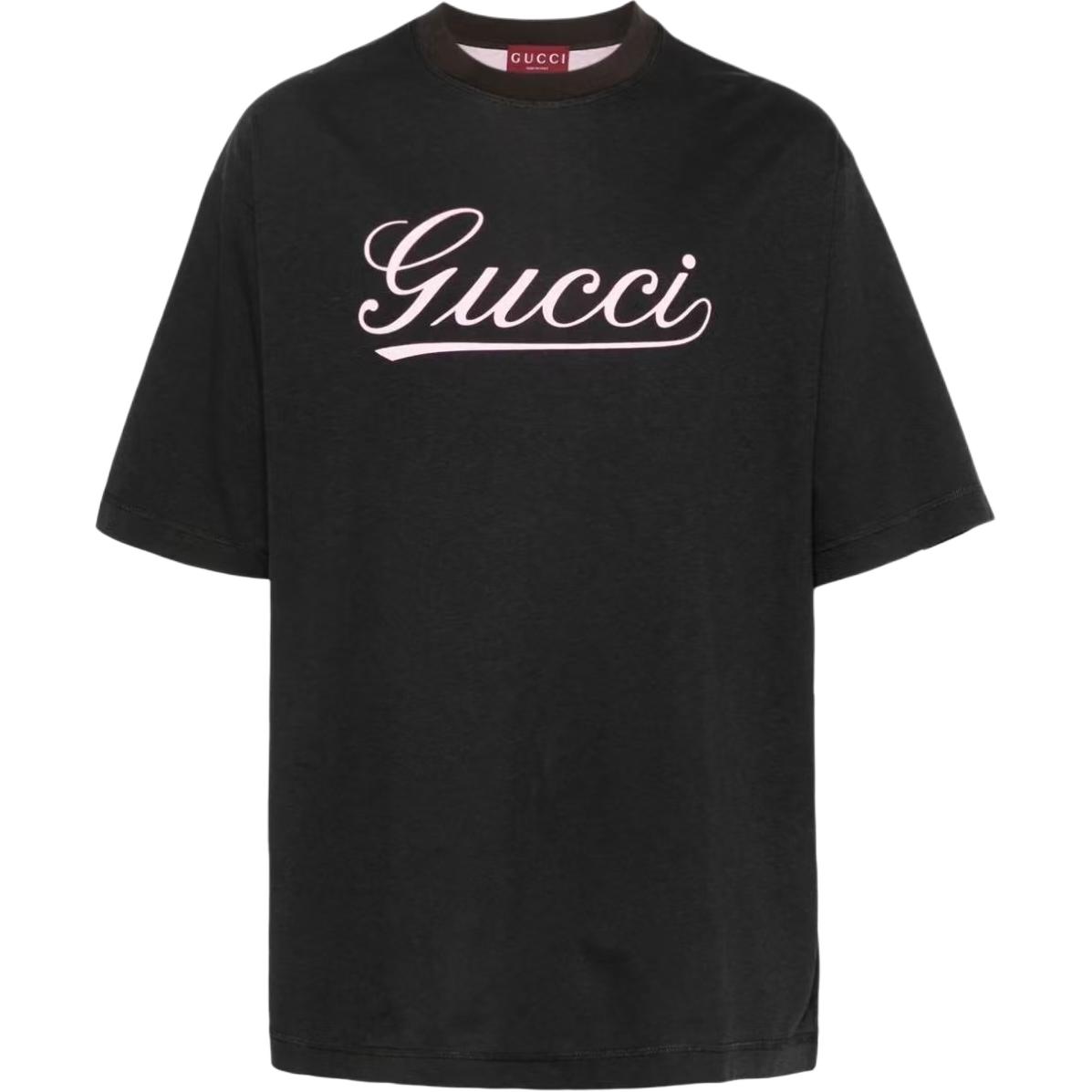 GUCCI  Black Crew Neck Logo Short Sleeve T-Shirt. 798769-XJGQ3-1142
