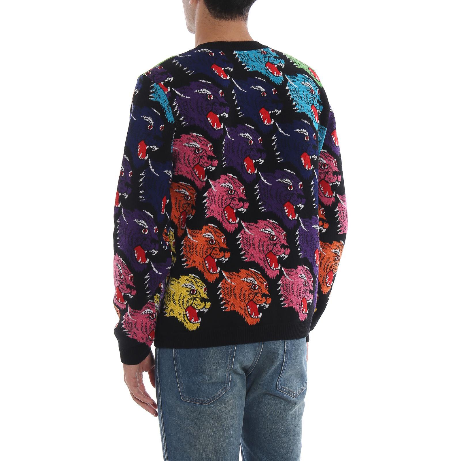 Purchase GUCCI  Black Crewneck Full Print Pattern Long-Sleeve Sweater 526599-X9X30-1109