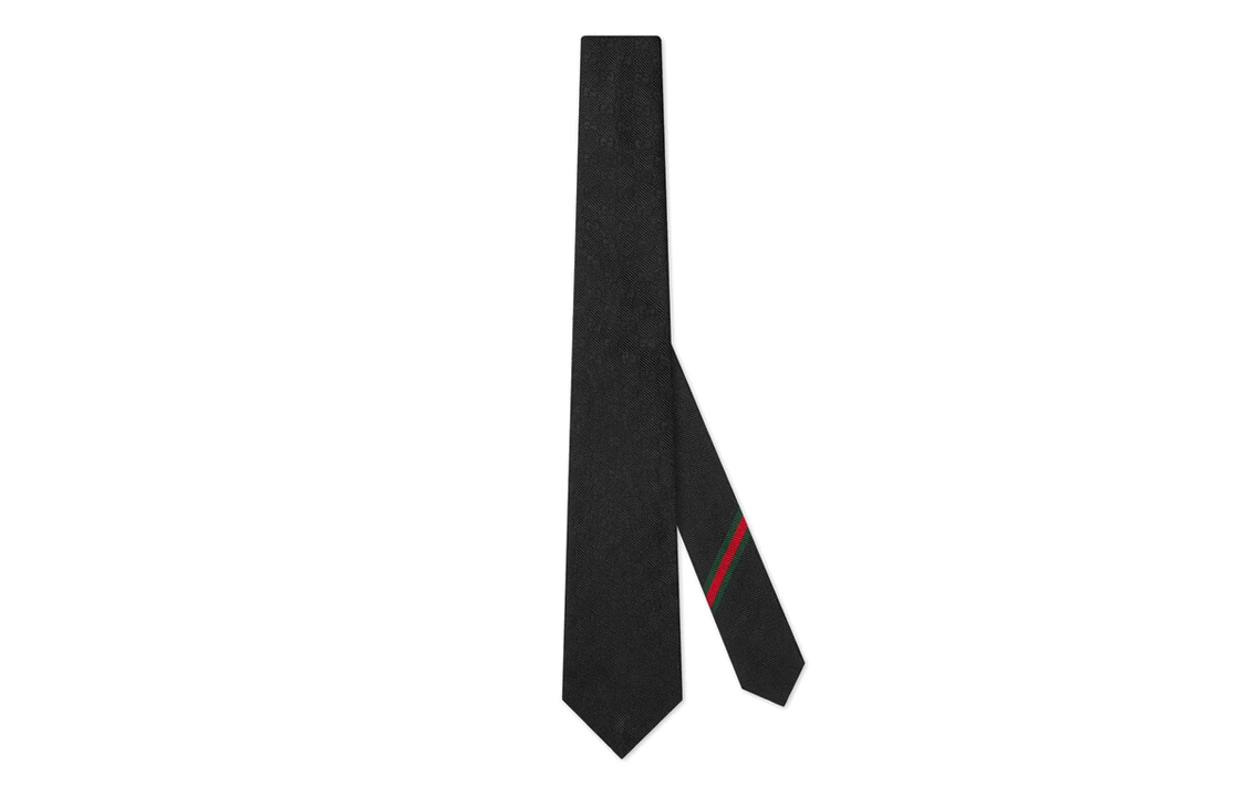 GUCCI  Black Geometric Jacquard Pattern Tie 761668-4E217-1000