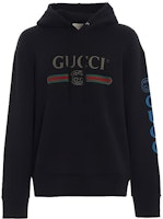 GUCCI Black Hoodie with Letter Print Long Sleeves 475374-X9V46-1286 GUCCI Black Hoodie with Letter Print Long Sleeves 475374-X9V46-1286