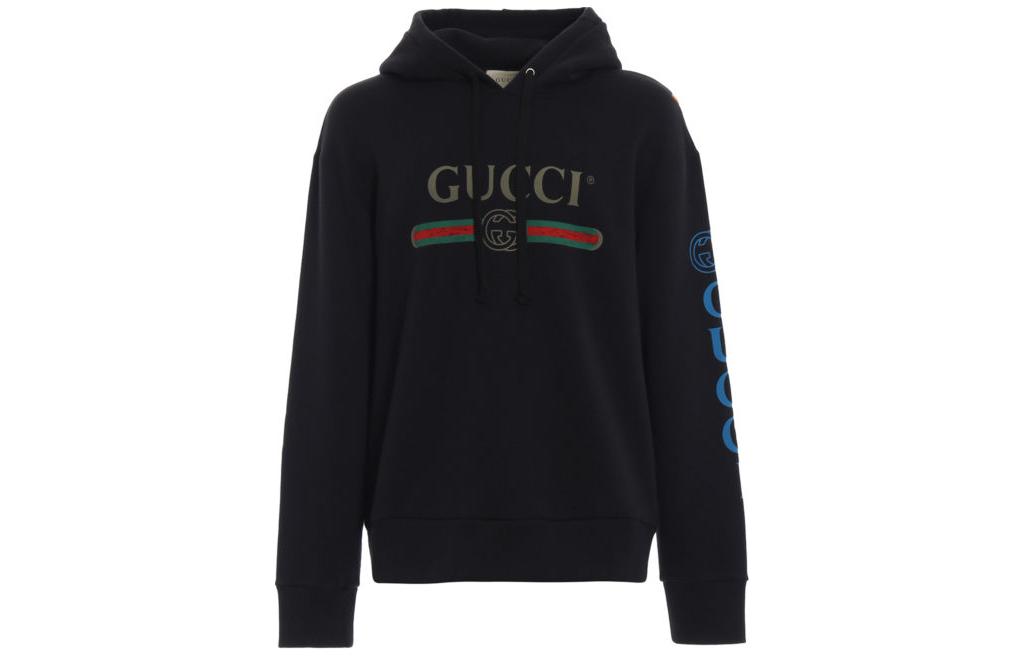 Order GUCCI Sudadera Negra con Estampado de Letras y Mangas Largas 475374-X9V46-1286