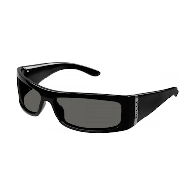 GUCCI Black Irregular Acetate Sunglasses with Logo Detail. GG1492S007