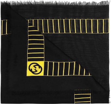 GUCCI Bufanda Negra de Punto con Decoración Impresa. 535071-4G865-1075 Order GUCCI Bufanda Negra de Punto con Decoración Impresa. 535071-4G865-1075