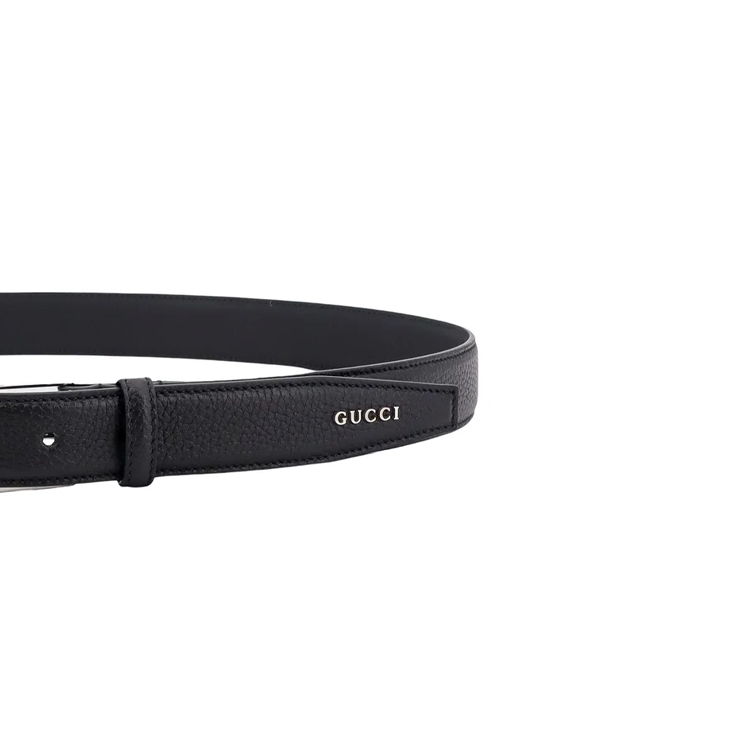 Lookbook GUCCI  Black Leather Belt with Letter Logo and Pin Buckle. 795635AADQX1000