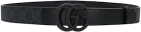 Order GUCCI Black Leather Belt with Metal Double G Buckle, 3cm Width. 700341HUH5V1268