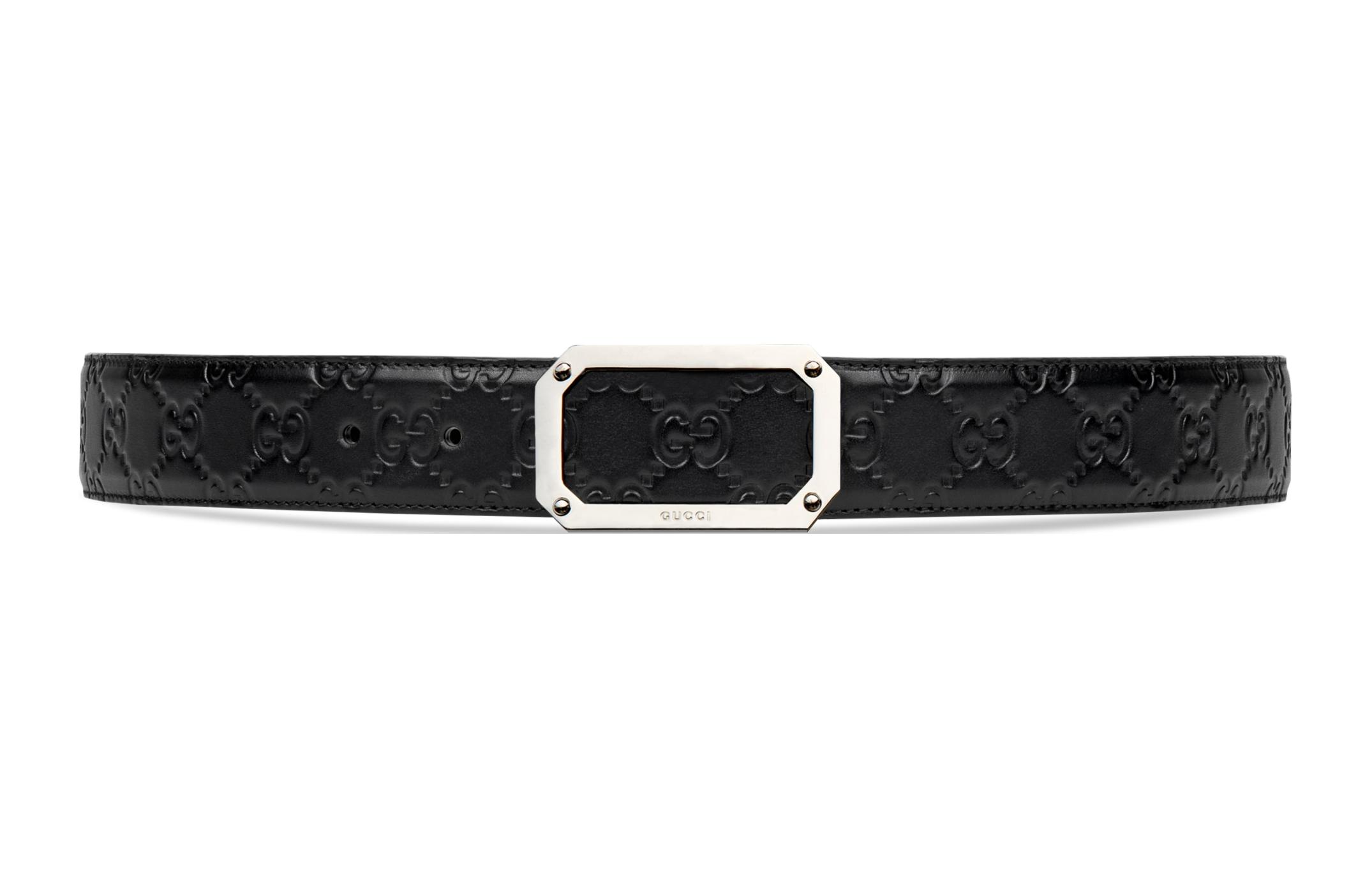 Order GUCCI  Black Leather Printed Textured Belt 3.5CM Wide. 403941cwcon1000