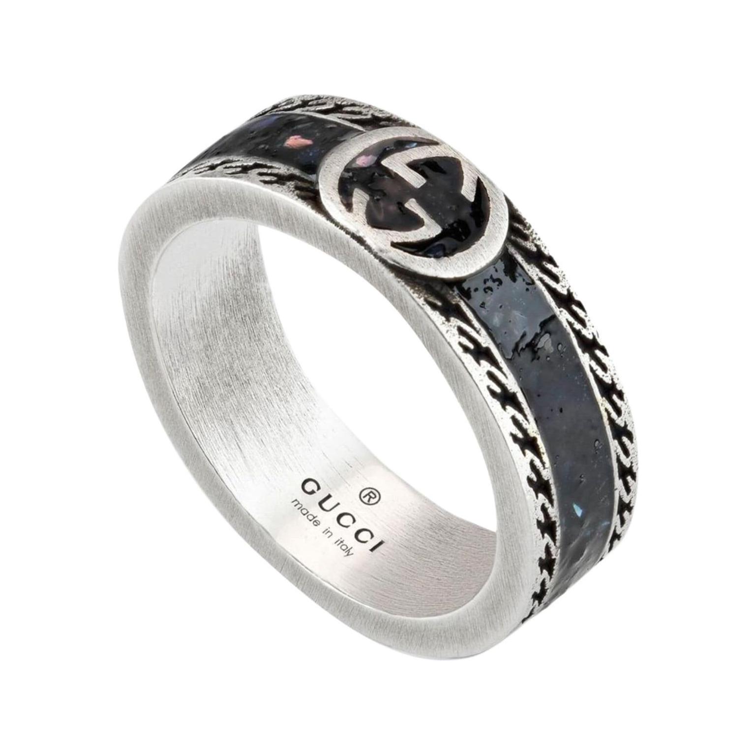 GUCCI  Black Marble Pattern Sterling Silver Ring 325964J85V5806211 圖 3