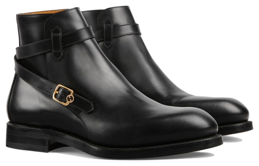 Order Gucci 'But Kereta Logam Hitam Hujung Bulat Buku Lali But' 758638-0GQ00-1000