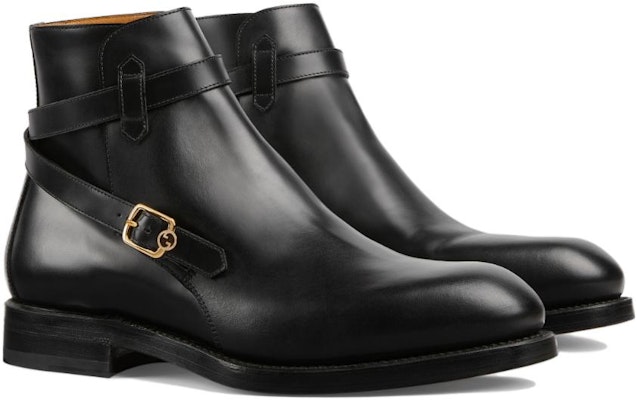 Gucci 'Black Metal Buckle Round-Toe Ankle Boots' 758638-0GQ00-1000 Order Gucci 'Black Metal Buckle Round-Toe Ankle Boots' 758638-0GQ00-1000