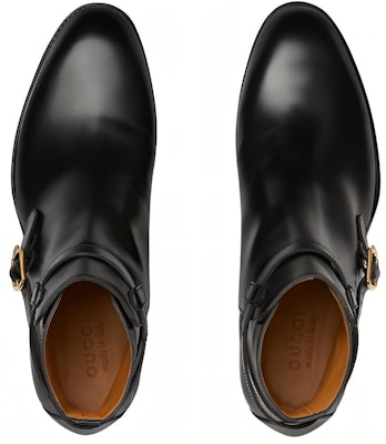 Gucci 'Black Metal Buckle Round-Toe Ankle Boots' 758638-0GQ00-1000 Lookbook Gucci 'Black Metal Buckle Round-Toe Ankle Boots' 758638-0GQ00-1000
