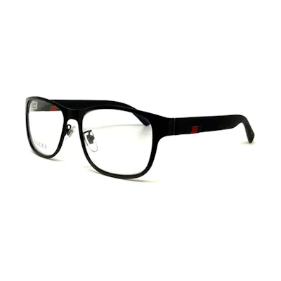 GUCCI Black Rectangular Acetate Optical Glasses with Solid Temples. GG0013O00155