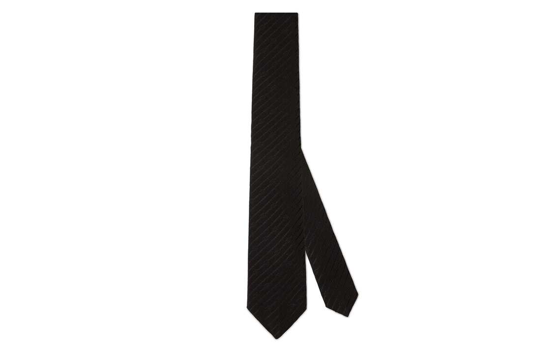 GUCCI  Black Silk Crepe Tie with Interlocking Double G Design. 741716-4EAAT-1000